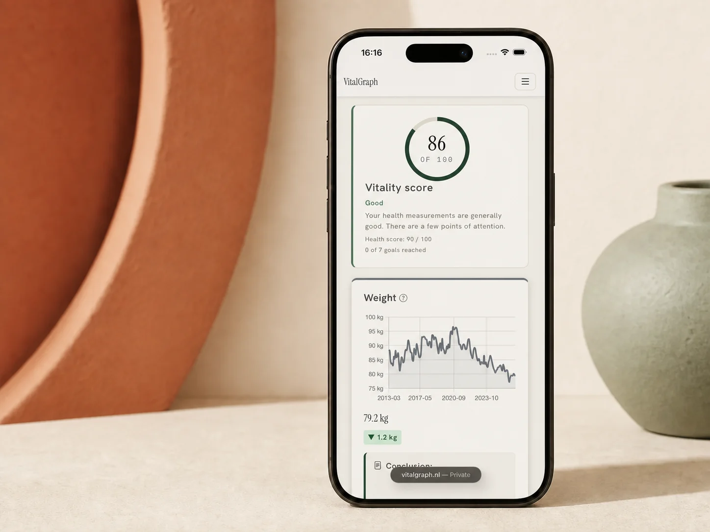 productscreenshot: de trendlijn van VitalGraph
